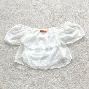 White Off-Shoulder Crop Top